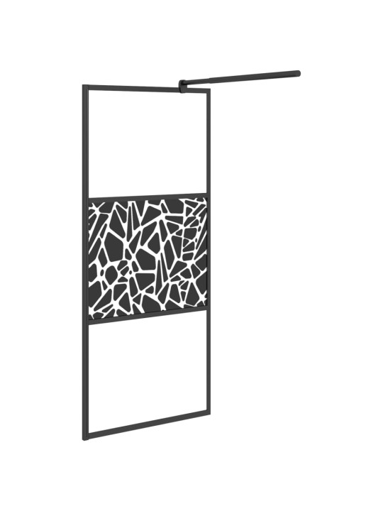 Walk-in suihkuseinäke 90x195 cm esg-lasi kivikuvioinnilla musta