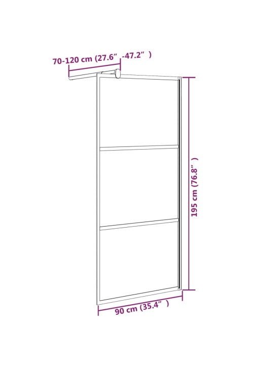 Walk-in suihkuseinäke 90x195 cm esg-lasi kivikuvioinnilla musta