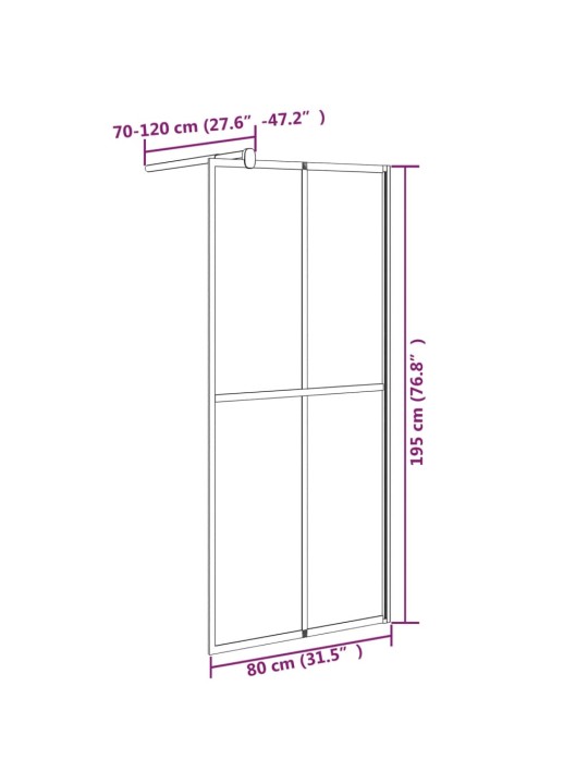 Walk-in suihkuseinäke 80x195 cm tumma karkaistu lasi