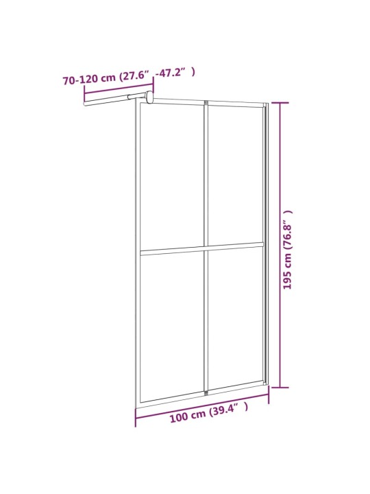 Walk-in suihkuseinäke 100x195 cm tumma karkaistu lasi