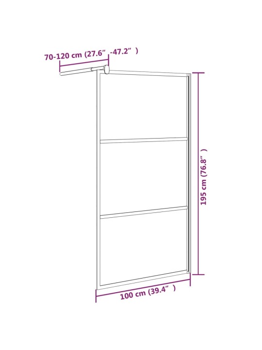 Walk-in suihkuseinäke 100x195 cm tumma ESG-lasi musta