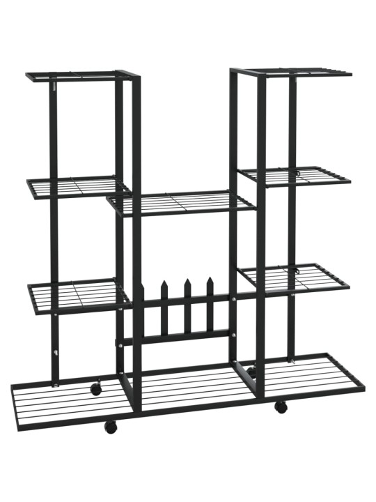 Kukkateline pyörillä 94,5x24,5x91,5 cm musta rauta