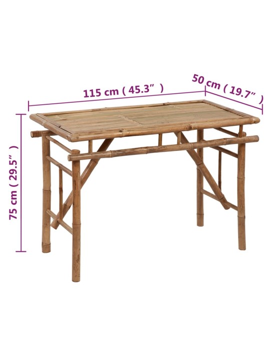 Kokoontaitettava puutarhapöytä 115x50x75 cm bambu