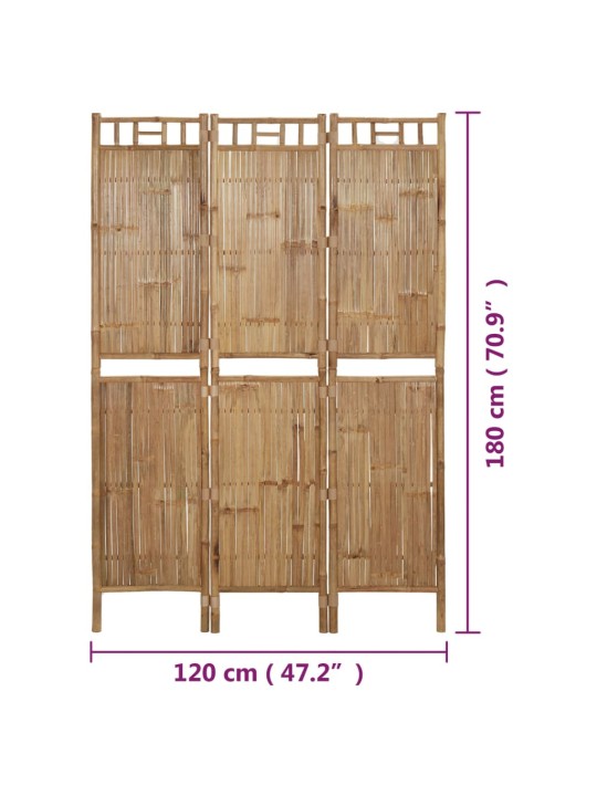 3-paneelinen tilanjakaja bambu 120x180 cm