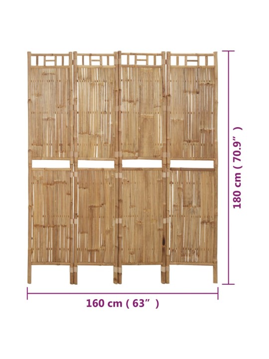 4-paneelinen tilanjakaja bambu 160x180 cm