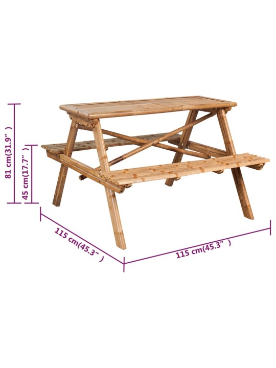 Piknikpöytä 115x115x81 cm bambu