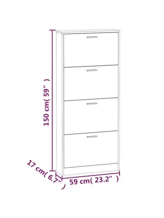 Kenkäkaappi ruskea tammi 59x17x150 cm tekninen puu