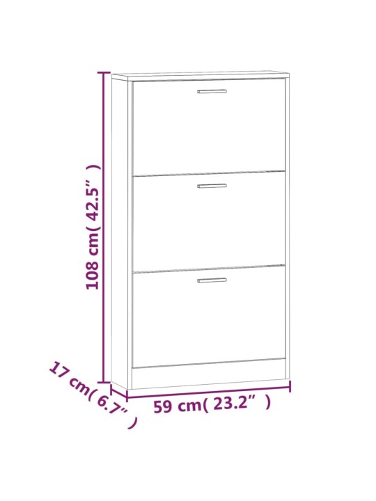 Kenkäkaappi tammi 59x17x108 cm tekninen puu