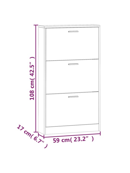 Kenkäkaappi betoninharmaa 59x17x108 cm tekninen puu