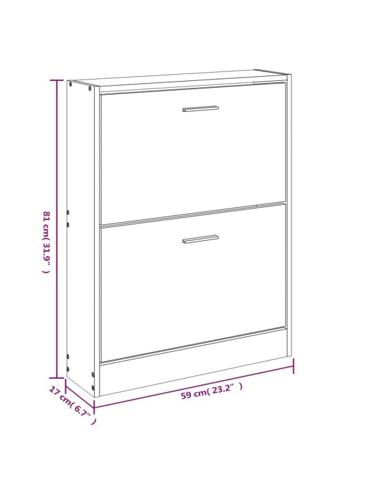 Kenkäkaappi ruskea tammi 59x17x81 cm tekninen puu