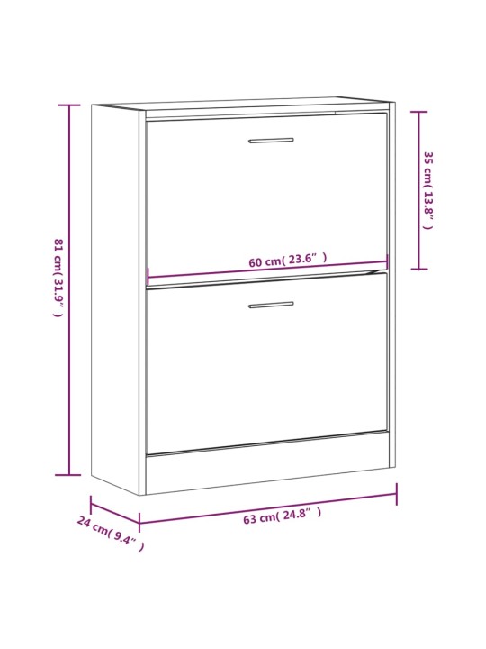 Kenkäkaappi musta 63x24x81 cm tekninen puu