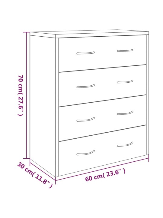 Senkki 4 vetolaatikolla 60x30,5x71 cm betoninharmaa