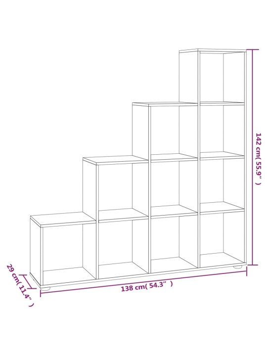 Porraskirjahylly musta 142 cm tekninen puu