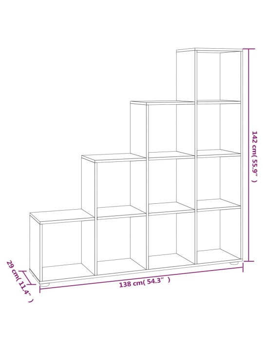 Porraskirjahylly betoninharmaa 142 cm tekninen puu