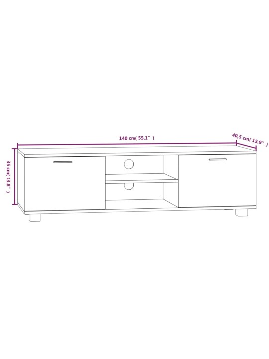 TV-taso ruskea tammi 140x40,5x35 cm tekninen puu