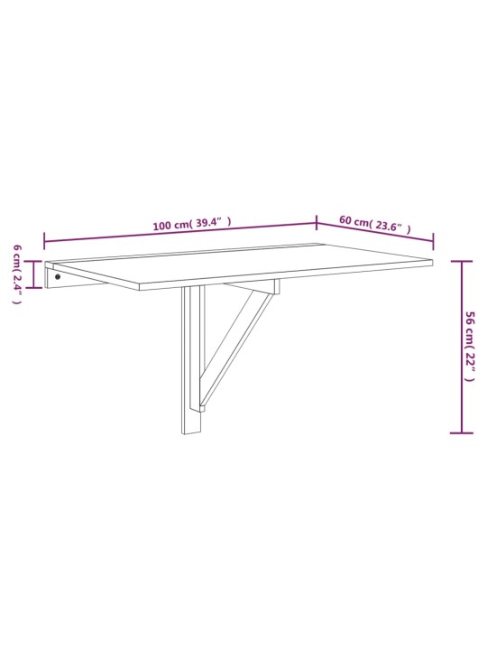 Klaffipöytä seinälle ruskea tammi 100x60x56 cm tekninen puu