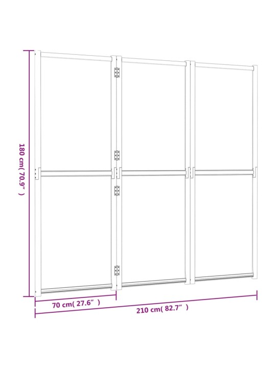 3-paneelinen tilanjakaja musta 210x180 cm