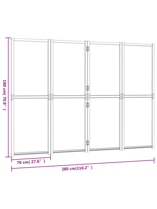 4-paneelinen tilanjakaja musta 280x180 cm