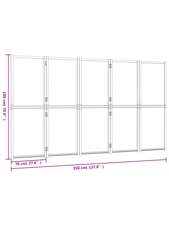 5-paneelinen tilanjakaja musta 350x180 cm