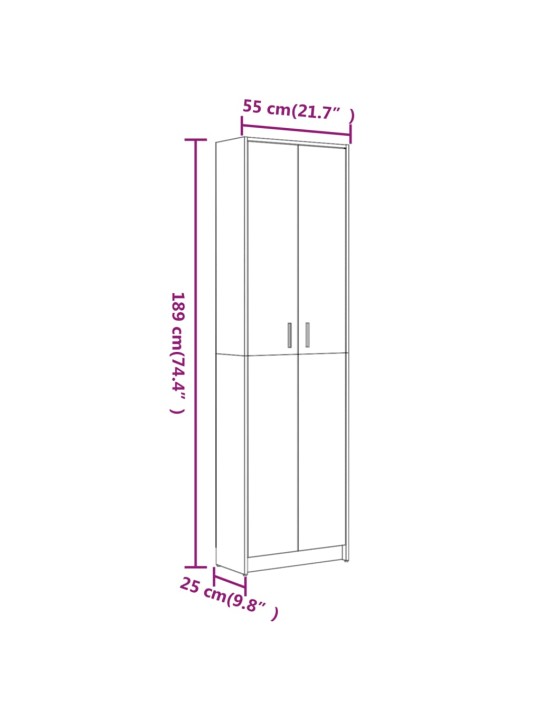 Eteisen vaatekaappi ruskea tammi 55x25x189 cm tekninen puu