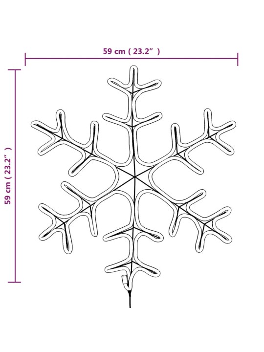 Lumihiutale joulukoriste 144 lämpimän valk, LED-valoa 59x59 cm