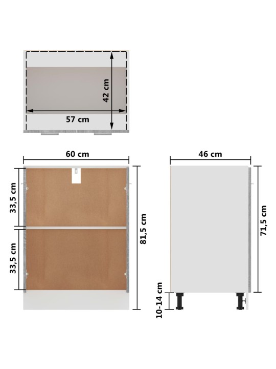 Alakaappi harmaa Sonoma 60x46x81,5 cm tekninen puu