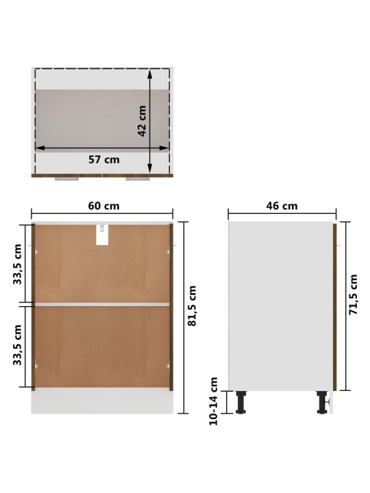 Alakaappi ruskea tammi 60x46x81,5 cm tekninen puu