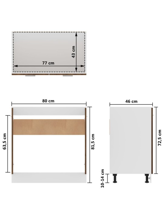 Allaskaappi ruskea tammi 80x46x81,5 cm tekninen puu