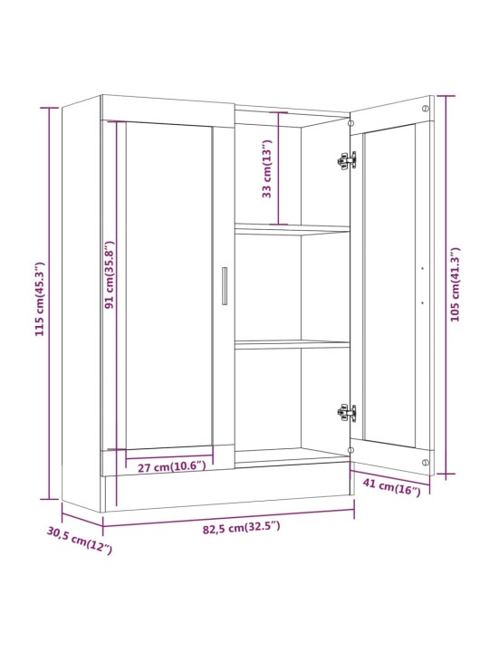 Vitriinikaappi harmaa Sonoma 82,5x30,5x115 cm tekninen puu