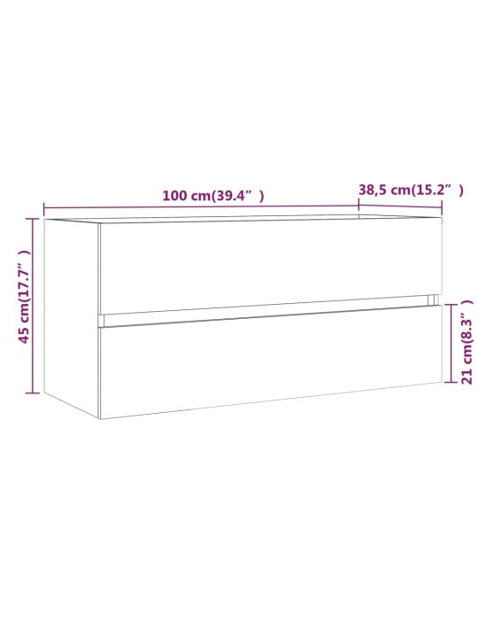 Allaskaappi ruskea tammi 100x38,5x45 cm tekninen puu