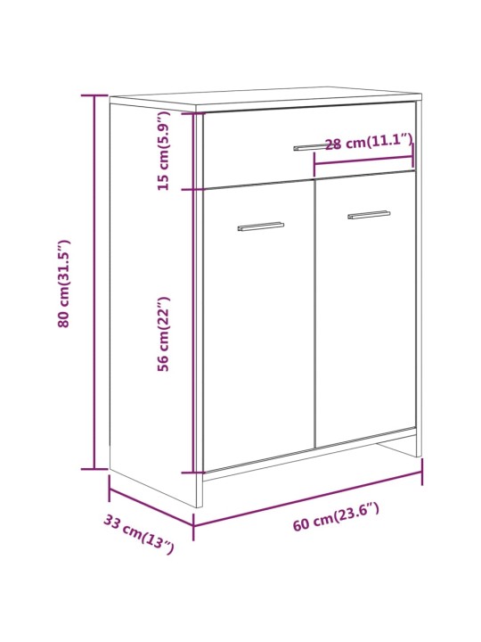 Kylpyhuoneen kaappi ruskea tammi 60x33x80 cm tekninen puu