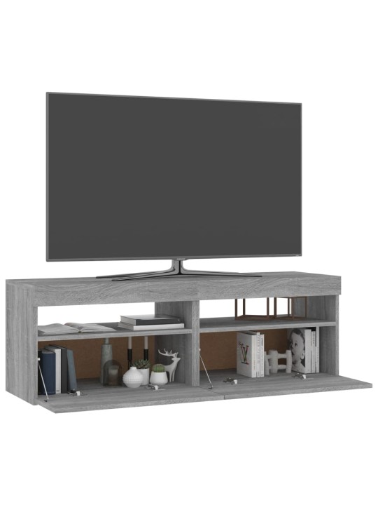 TV-tasot 2 kpl LED-valoilla harmaa Sonoma 60x35x40 cm