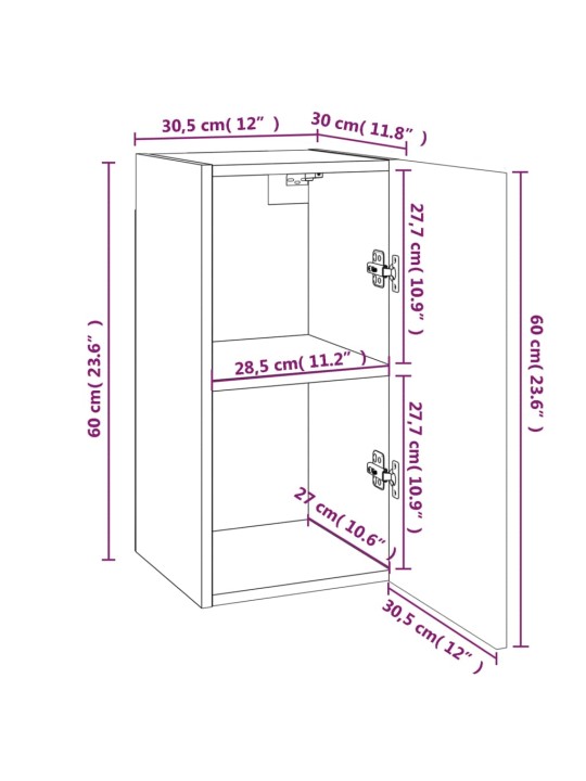 TV-tasot 2 kpl savutammi 30,5x30x60 cm tekninen puu