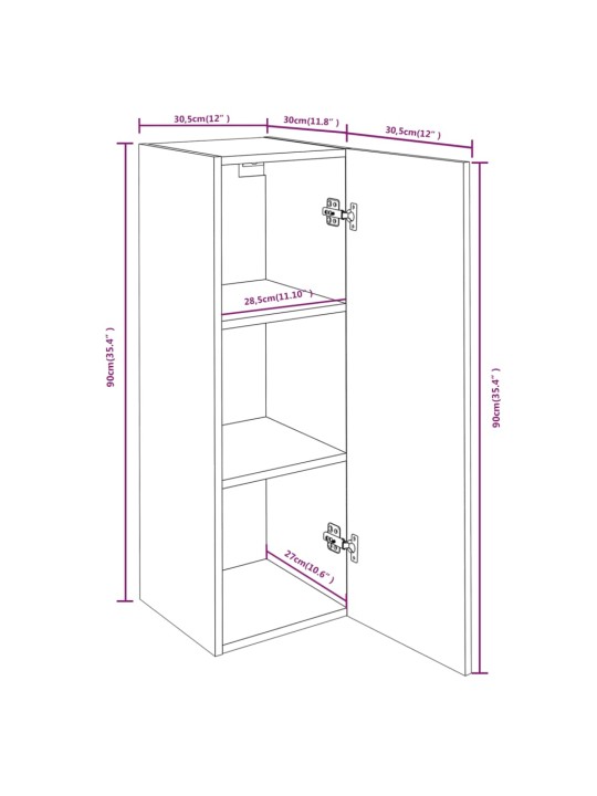 TV-tasot 2 kpl savutammi 30,5x30x90 cm tekninen puu