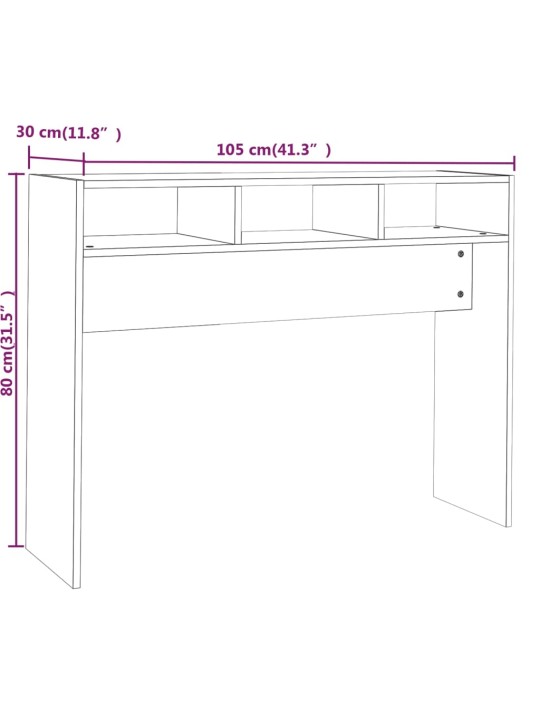 Konsolipöytä ruskea tammi 105x30x80 cm tekninen puu