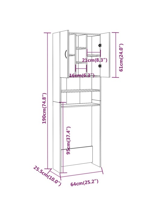 Pesukonekaappi ruskea tammi 64x25,5x190 cm