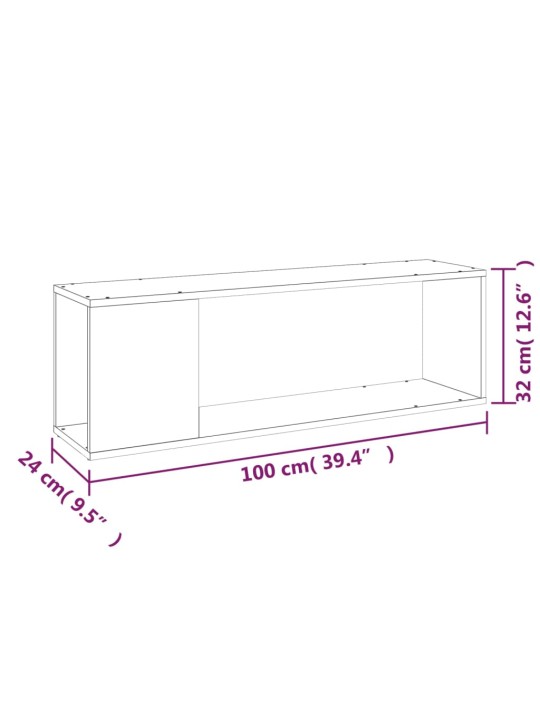 TV-taso ruskea tammi 100x24x32 cm tekninen puu