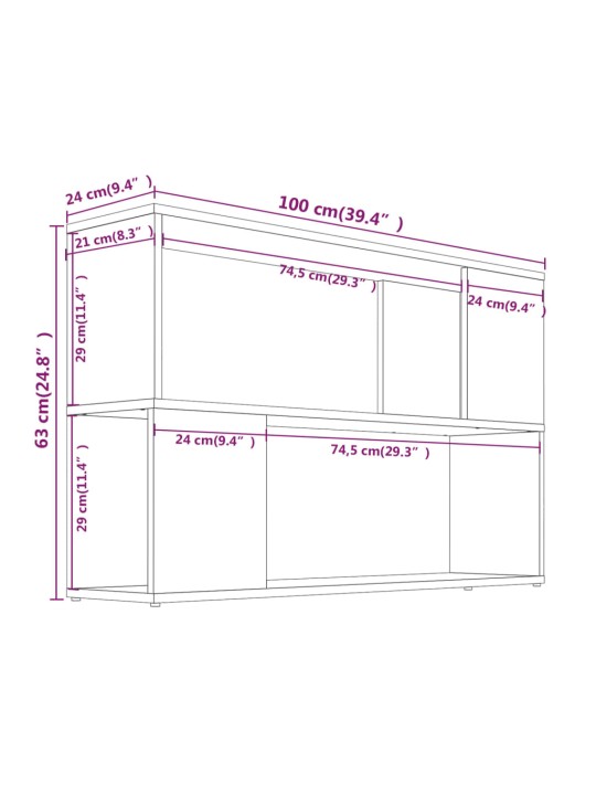 Kirjahylly ruskea tammi 100x24x63 cm tekninen puu