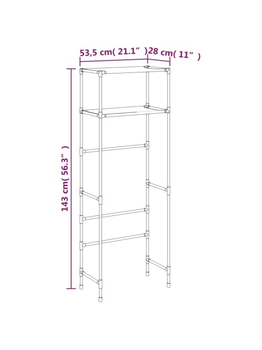 2-tasoinen Hyllykkö WC-pytyn ylle harmaa 53,5x28x143 cm rauta