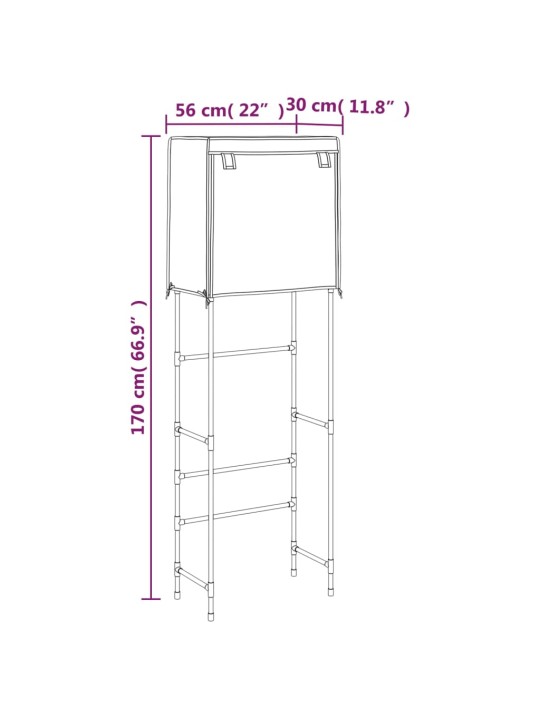 2-kerroksinen säilytyshylly WC-pytyn ylle ruskea 56x30x170 cm