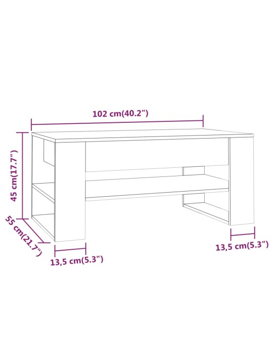 Sohvapöytä Sonoma-tammi 102x55x45 cm tekninen puu