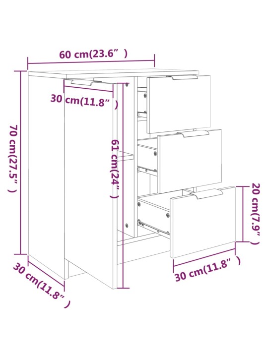 Senkki musta 60x30x70 cm tekninen puu