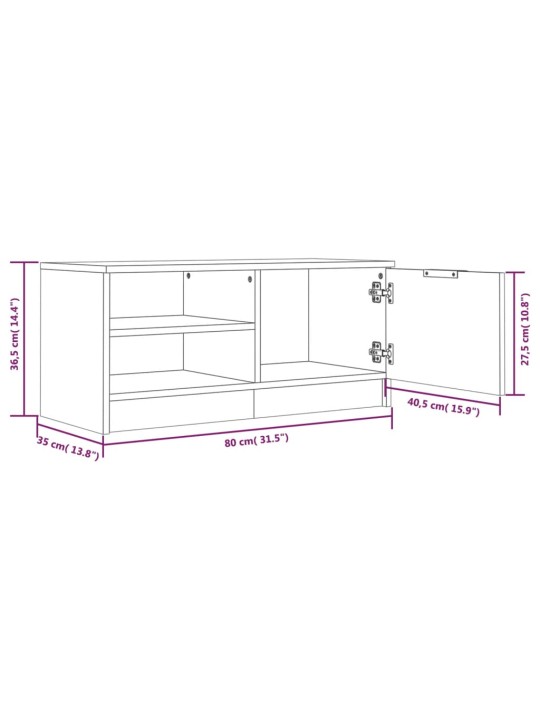 TV-tasot 2 kpl valkoinen 80x35x36,5 cm tekninen puu