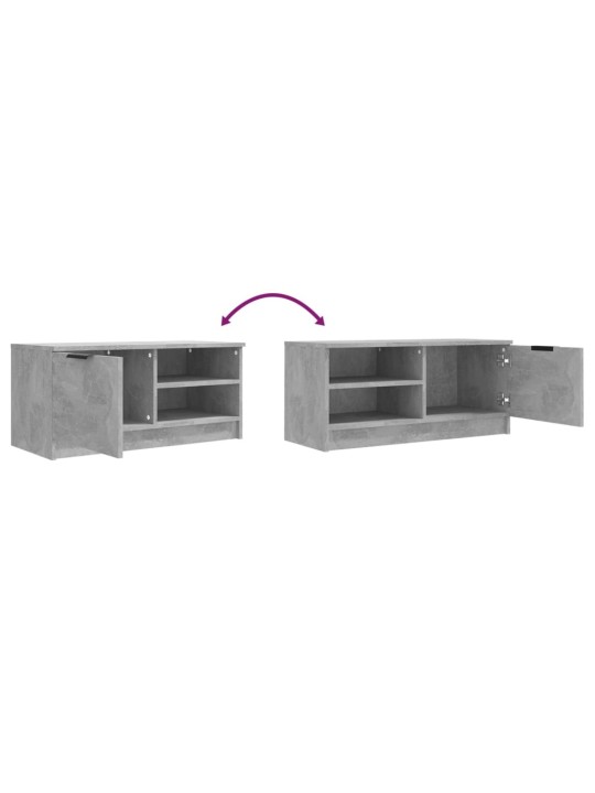 TV-tasot 2 kpl betoninharmaa 80x35x36,5 cm tekninen puu