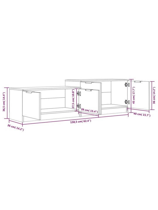 TV-taso Sonoma-tammi 158,5x36x45 cm tekninen puu