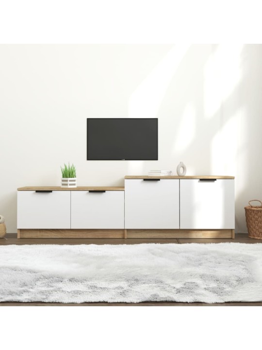 Tv-taso valkoinen ja sonoma-tammi 158,5x36x45 cm tekninen puu