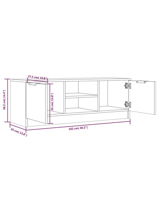 TV-taso musta 102x35x36,5 cm tekninen puu