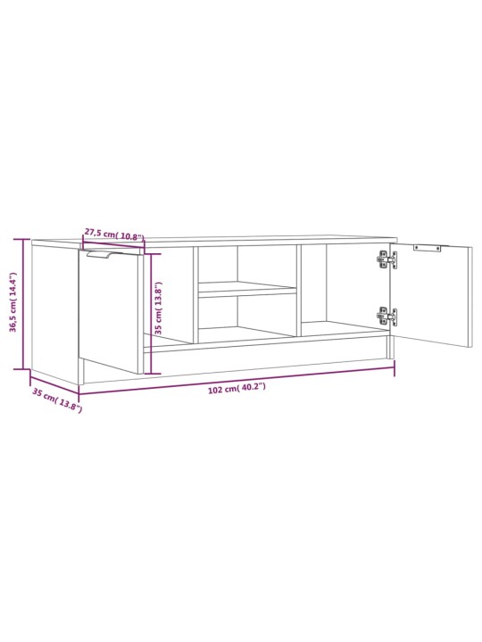 TV-taso Sonoma-tammi 102x35x36,5 cm tekninen puu