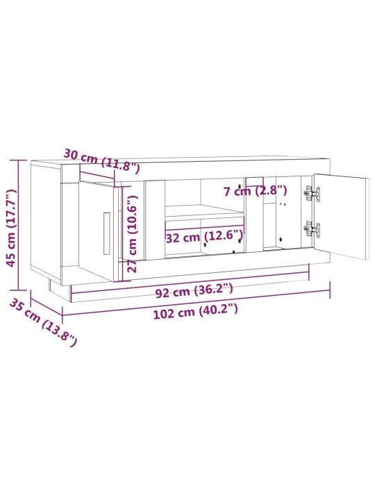 TV-taso musta 102x35x45 cm tekninen puu