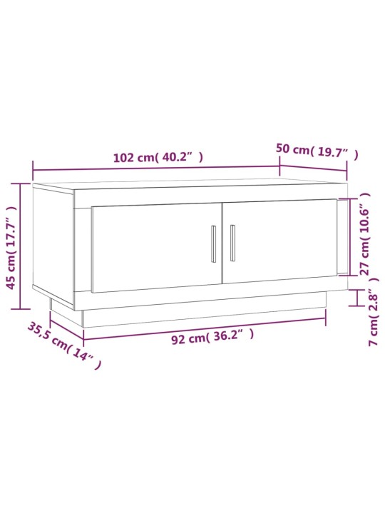 Sohvapöytä betoninharmaa 102x50x45 cm tekninen puu